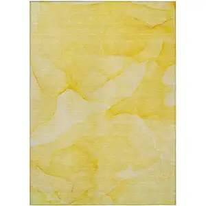 Photo of Gold Abstract Washable Non Skid Indoor Outdoor Area Rug