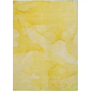 Photo of Gold Abstract Washable Non Skid Indoor Outdoor Area Rug