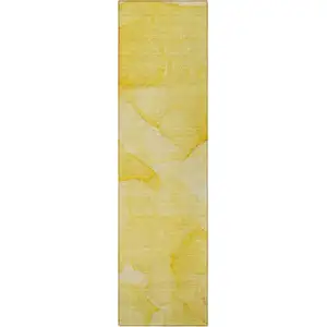 Photo of Gold Abstract Washable Non Skid Indoor Outdoor Runner Rug