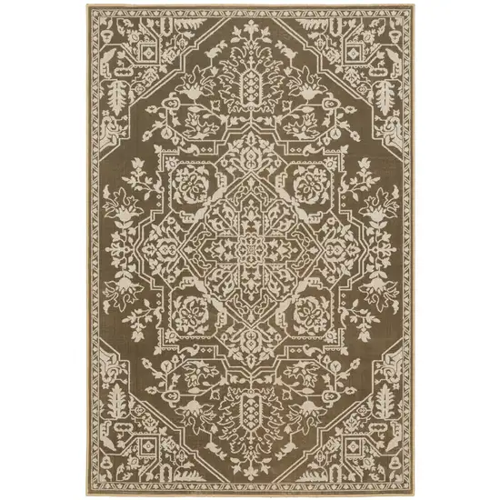 Gold And Beige Oriental Area Rug Photo 2