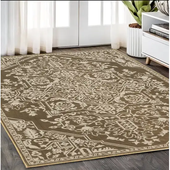 Gold And Beige Oriental Area Rug Photo 1