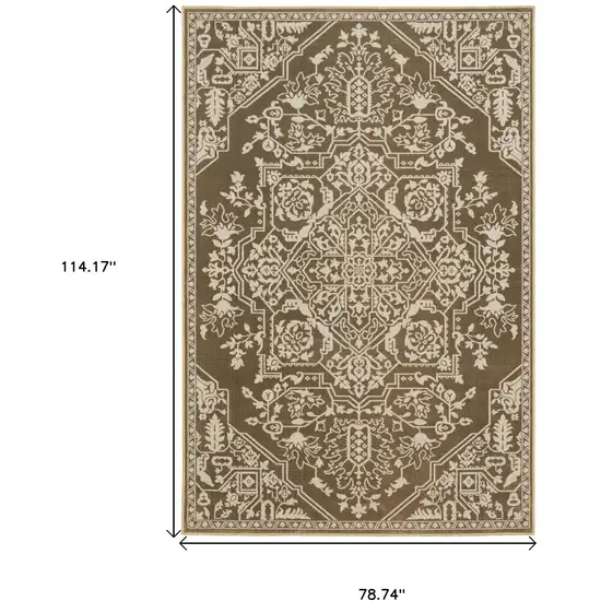 Gold And Beige Oriental Area Rug Photo 3