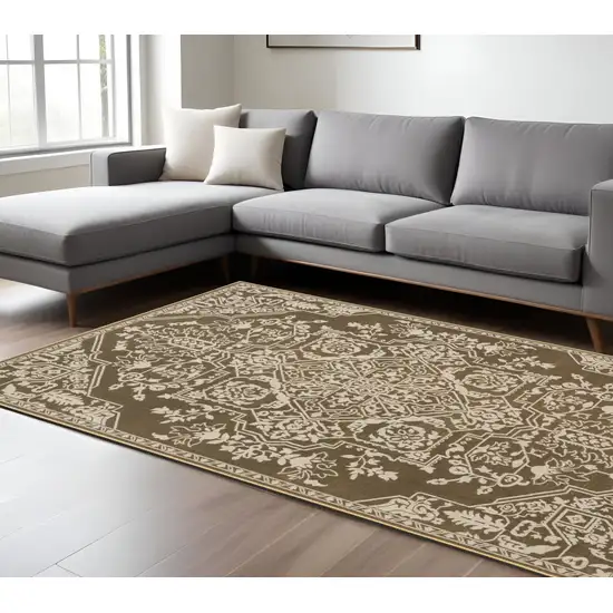 Gold And Beige Oriental Area Rug Photo 1