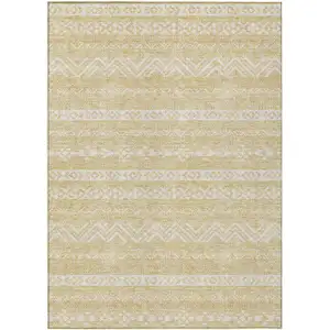 Photo of Gold And Beige Southwestern Washable Indoor Outdoor Area Rug