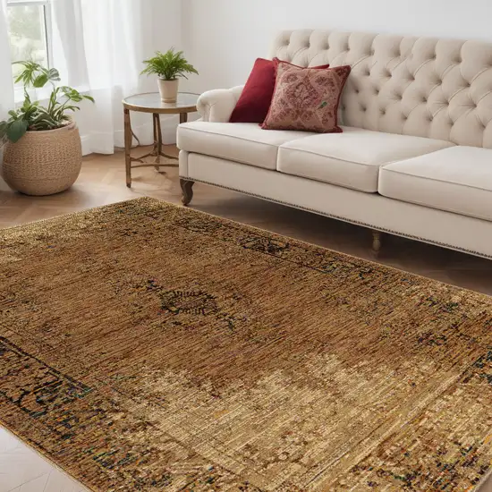 Brown Oriental Power Loom Area Rug Photo 1