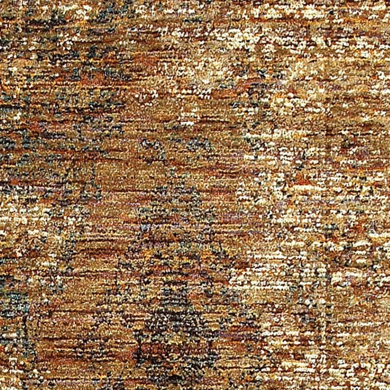 Gold And Brown Oriental Power Loom Stain Resistant Runner Rug Photo 3