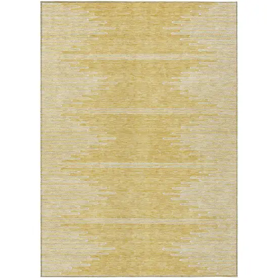 Gold And Ivory Abstract Washable Indoor Outdoor Area Rug Photo 2