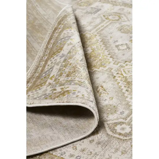 Gold And Ivory Floral Area Rug Photo 9