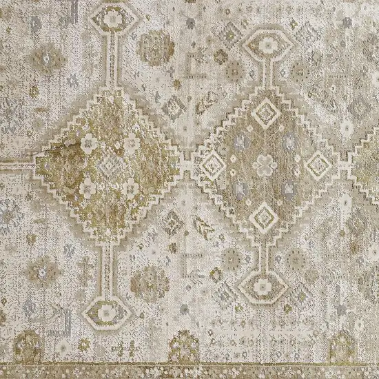 Gold And Ivory Floral Area Rug Photo 5