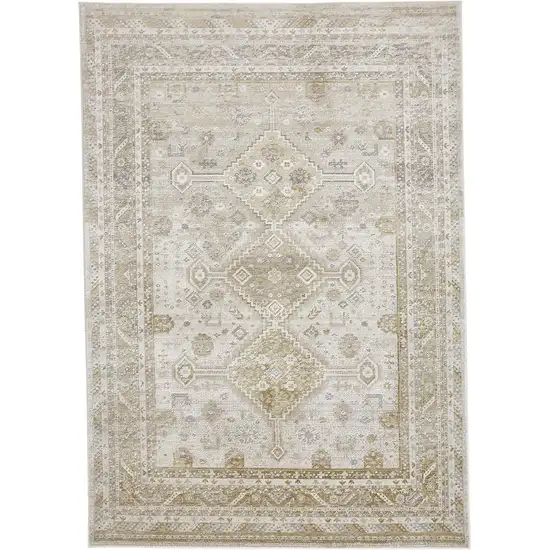 Gold And Ivory Floral Area Rug Photo 2