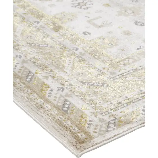 Gold And Ivory Floral Area Rug Photo 4