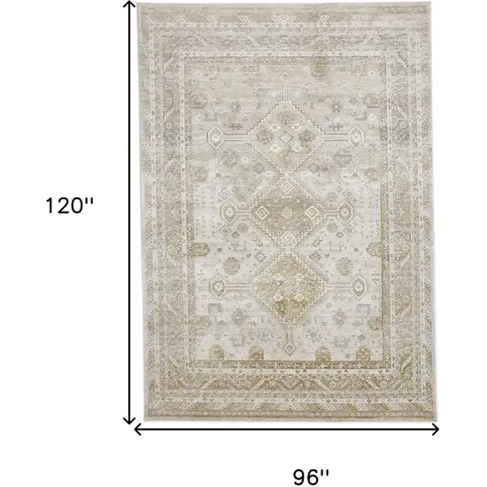 Gold and Ivory Floral Non Skid Area Rug Photo 3