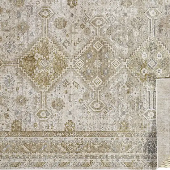 Gold And Ivory Floral Area Rug Photo 6