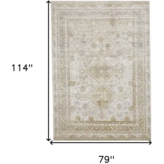 Gold And Ivory Floral Stain Resistant Area Rug Photo 3