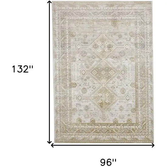 Gold And Ivory Floral Stain Resistant Area Rug Photo 3