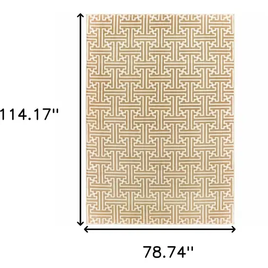 Gold And Ivory Geometric Power Loom Stain Resistant Area Rug Photo 7