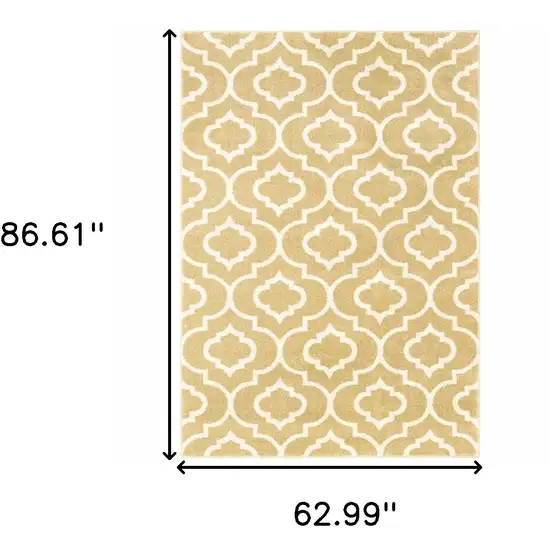 Gold And Ivory Geometric Power Loom Stain Resistant Area Rug Photo 7