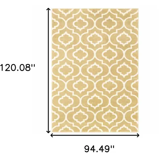 Gold And Ivory Geometric Power Loom Stain Resistant Area Rug Photo 7