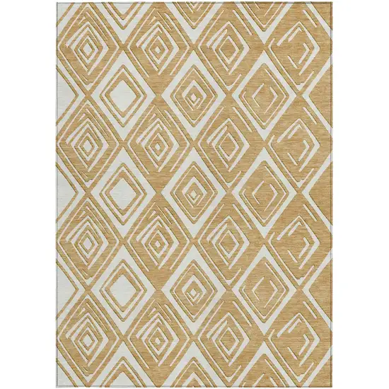 Gold And Ivory Geometric Washable Indoor Outdoor Area Rug Photo 8