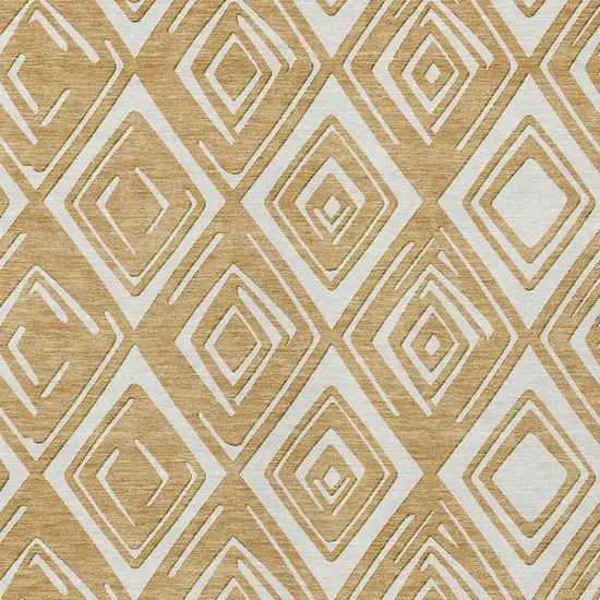 Gold And Ivory Geometric Washable Indoor Outdoor Area Rug Photo 6