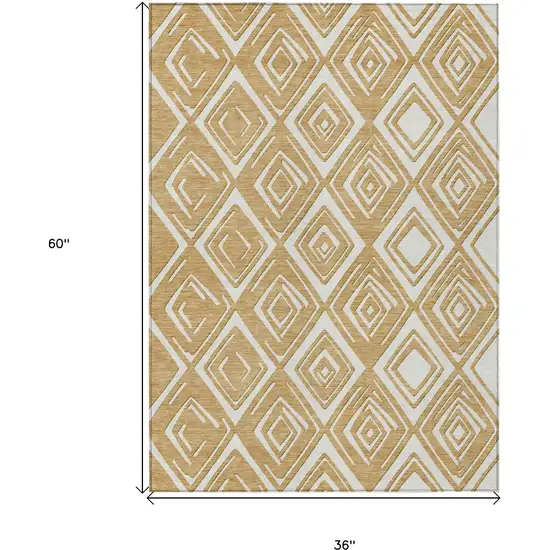 Gold And Ivory Geometric Washable Indoor Outdoor Area Rug Photo 3