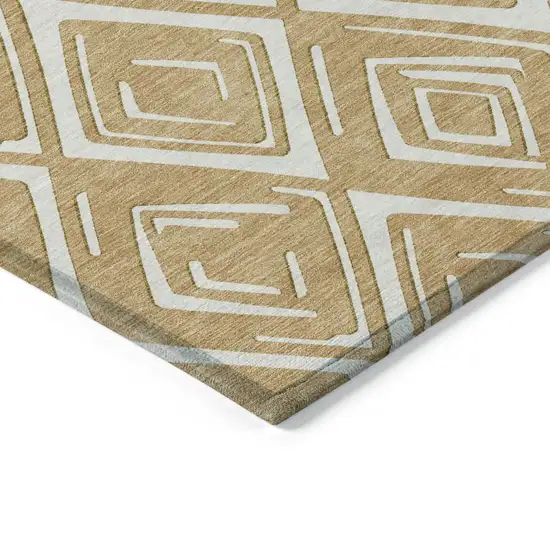 Gold And Ivory Geometric Washable Indoor Outdoor Area Rug Photo 5