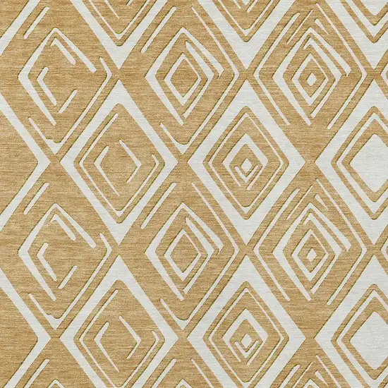 Gold And Ivory Geometric Washable Indoor Outdoor Area Rug Photo 6