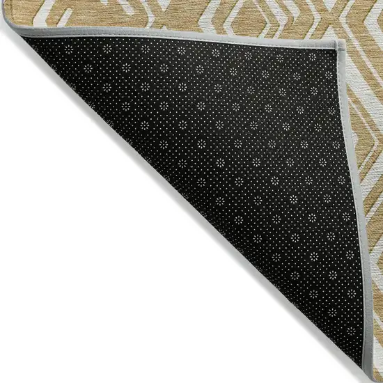 Gold And Ivory Geometric Washable Indoor Outdoor Area Rug Photo 4