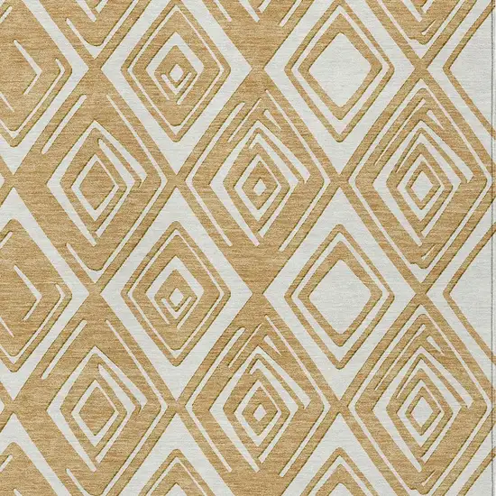 Gold And Ivory Geometric Washable Indoor Outdoor Area Rug Photo 6