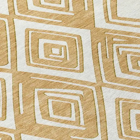 Gold And Ivory Geometric Washable Indoor Outdoor Area Rug Photo 7