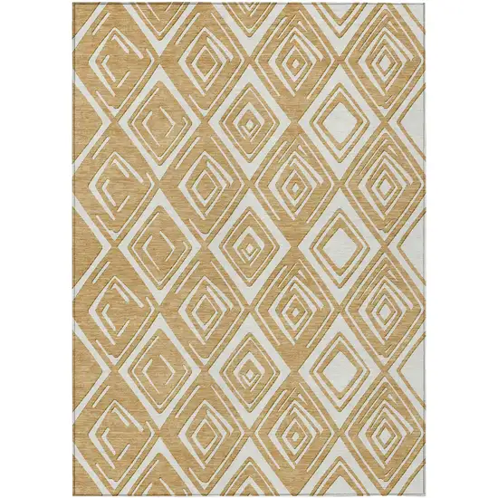 Gold And Ivory Geometric Washable Indoor Outdoor Area Rug Photo 2