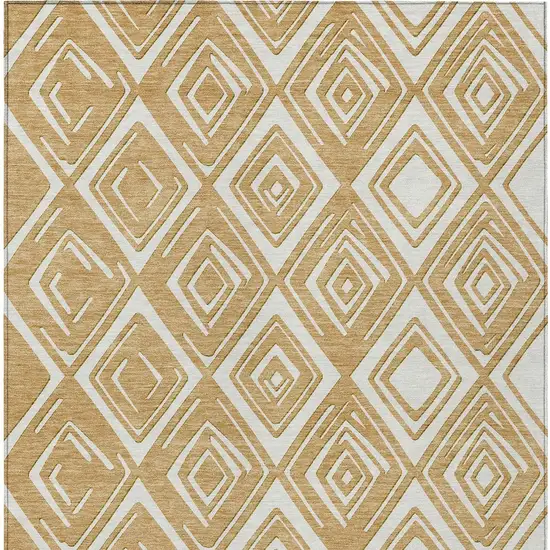 Gold And Ivory Geometric Washable Indoor Outdoor Area Rug Photo 8