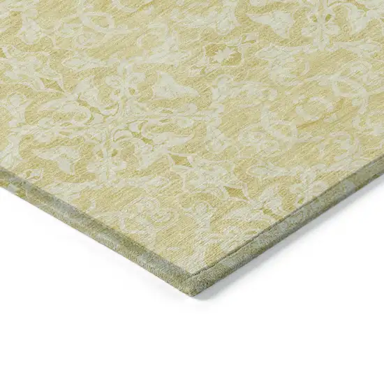 Gold And Ivory Medallion Washable Indoor Outdoor Area Rug Photo 5