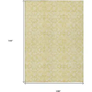 Photo of Gold And Ivory Medallion Washable Indoor Outdoor Area Rug