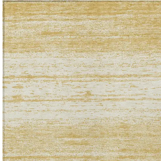 Gold And Ivory Striped Washable Indoor Outdoor Area Rug Photo 6