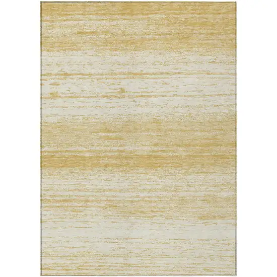 Gold And Ivory Striped Washable Indoor Outdoor Area Rug Photo 2