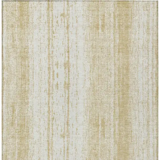 Gold And Ivory Striped Washable Indoor Outdoor Area Rug Photo 7