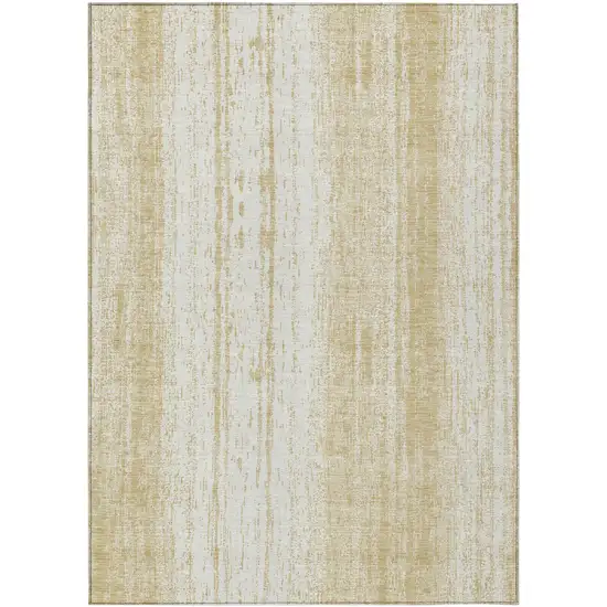 Gold And Ivory Striped Washable Indoor Outdoor Area Rug Photo 2