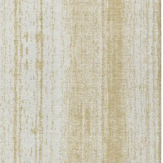 Gold And Ivory Striped Washable Indoor Outdoor Area Rug Photo 6