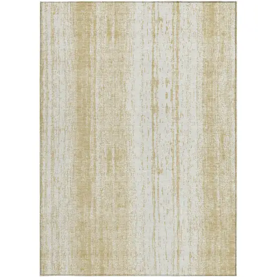 Gold And Ivory Striped Washable Indoor Outdoor Area Rug Photo 7