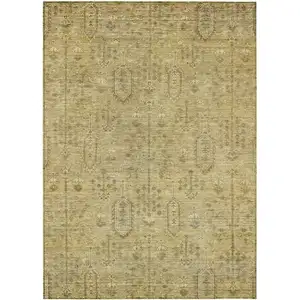 Photo of Gold And Taupe Southwestern Washable Indoor Outdoor Area Rug