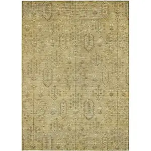 Photo of Gold And Taupe Southwestern Washable Indoor Outdoor Area Rug