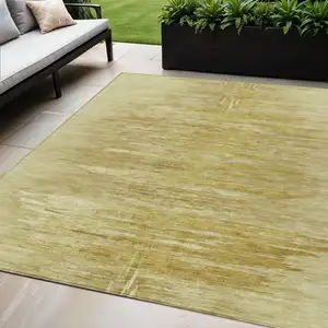 Photo of Gold And Wheat Abstract Washable Indoor Outdoor Area Rug