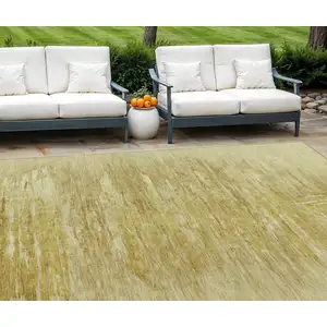 Photo of Gold And Wheat Abstract Washable Indoor Outdoor Area Rug