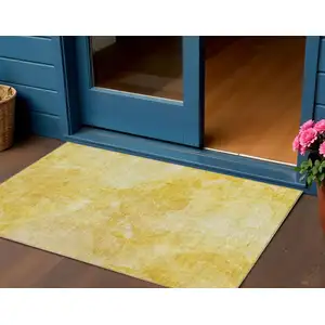 Photo of Gold And Yellow Nautical Washable Indoor Outdoor Area Rug