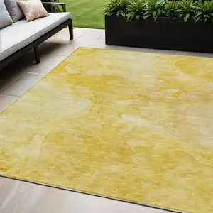 Photo of Gold And Yellow Nautical Washable Indoor Outdoor Area Rug