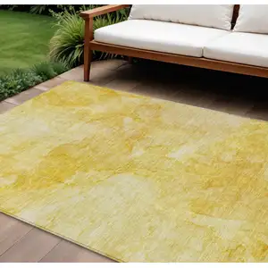 Photo of Gold And Yellow Nautical Washable Indoor Outdoor Area Rug