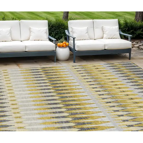 Gold Beige And Gray Southwestern Washable Indoor Outdoor Area Rug Photo 2