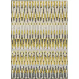 Photo of Gold Beige And Gray Southwestern Washable Indoor Outdoor Area Rug