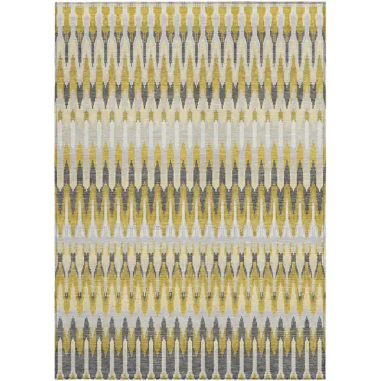 Gold Beige And Gray Southwestern Washable Indoor Outdoor Area Rug Photo 4